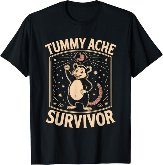 Tummy Ache Survivor Shirt Cute Possum T-Shirt - T-Shirt | Black