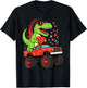 Dinosaur T Rex Ridding Truck Valentines Day Boy Toddler Kids T-Shirt - T-Shirt | Black