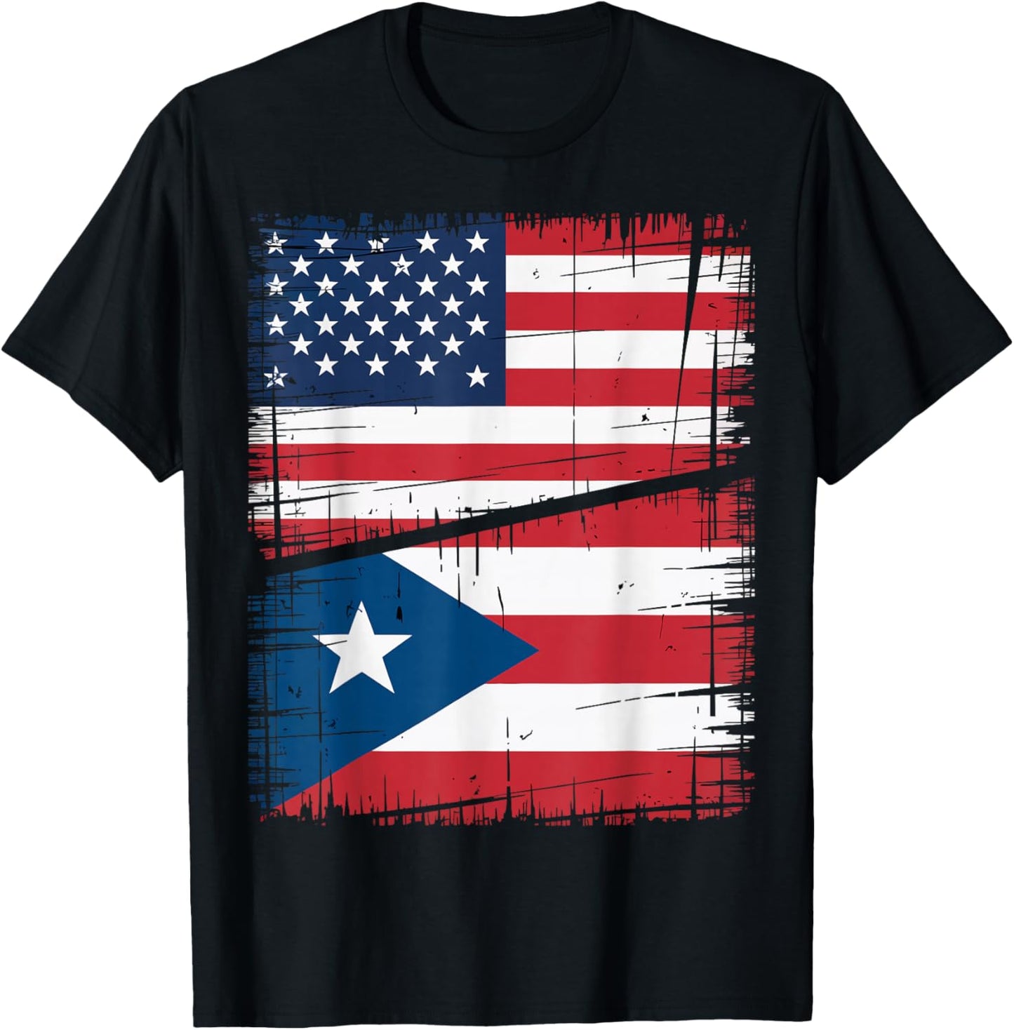 Puerto Rico USA Flag Puerto Rican American Design T-Shirt - T-Shirt | Black