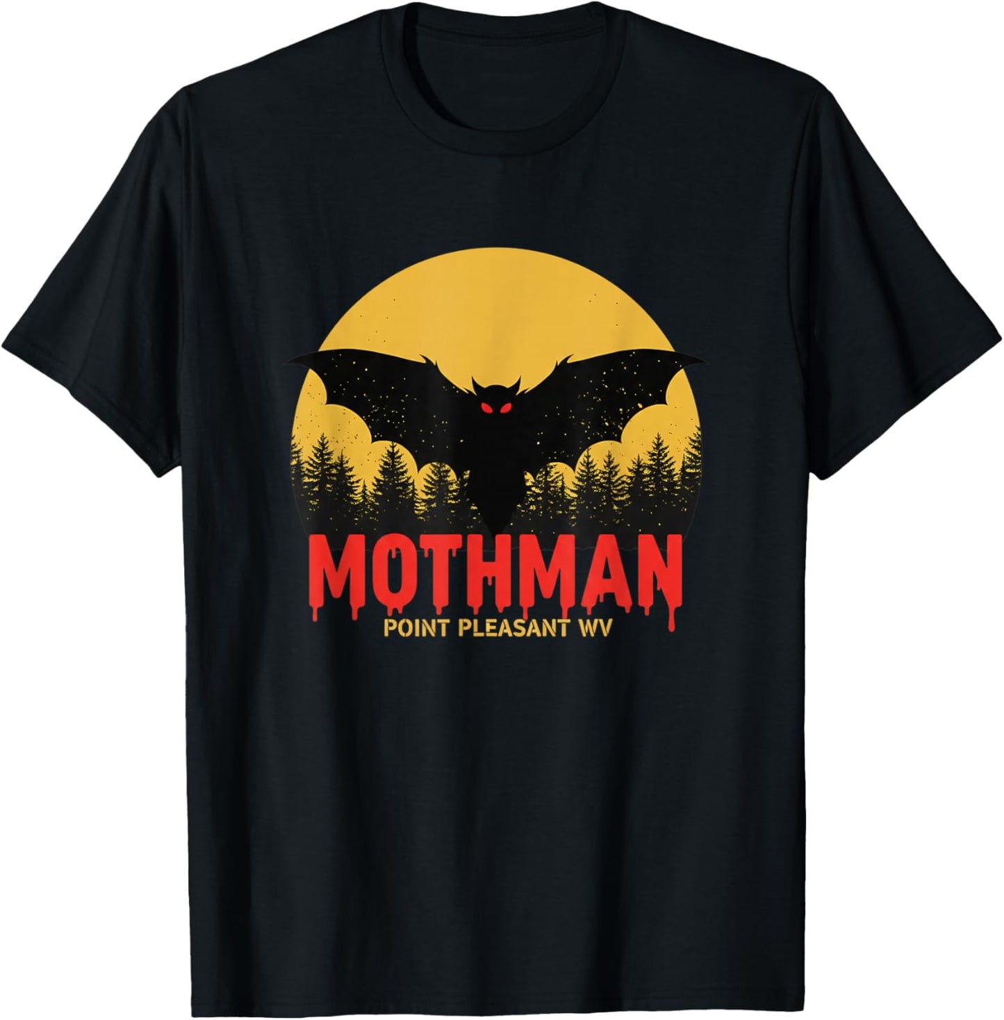 Halloween Mothman Point Pleasant WV Cryptid Design T-Shirt - T-Shirt | Black