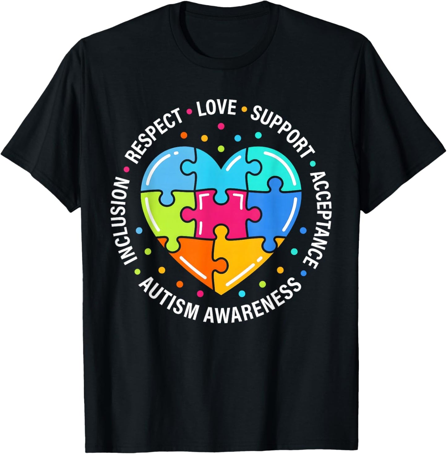 Autism Awareness Respect Love Support Blue Autism T-Shirt - T-Shirt | Black