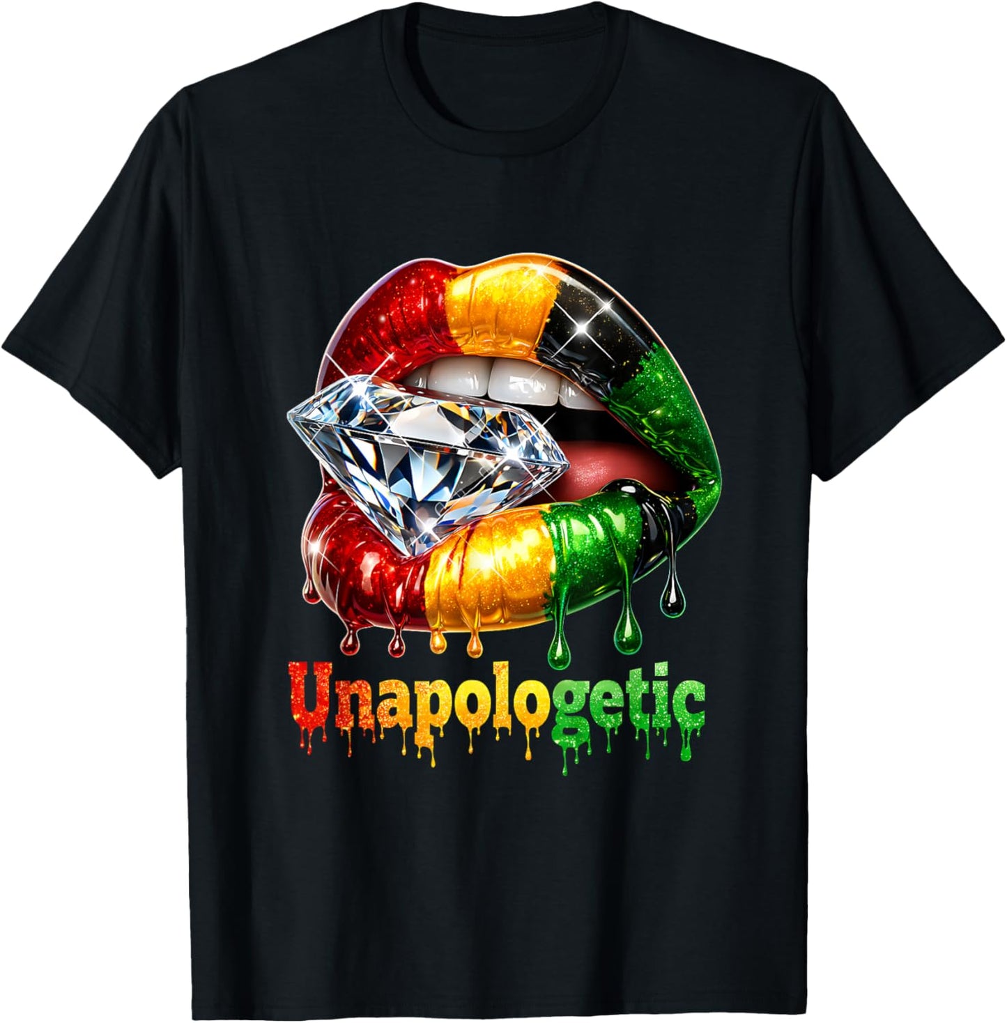 Tribal Lips Black Woman Pride Strong Melanin Queen T-Shirt - T-Shirt | Black