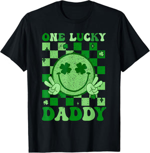 Groovy One Lucky Daddy T-Shirt - T-Shirt | Black