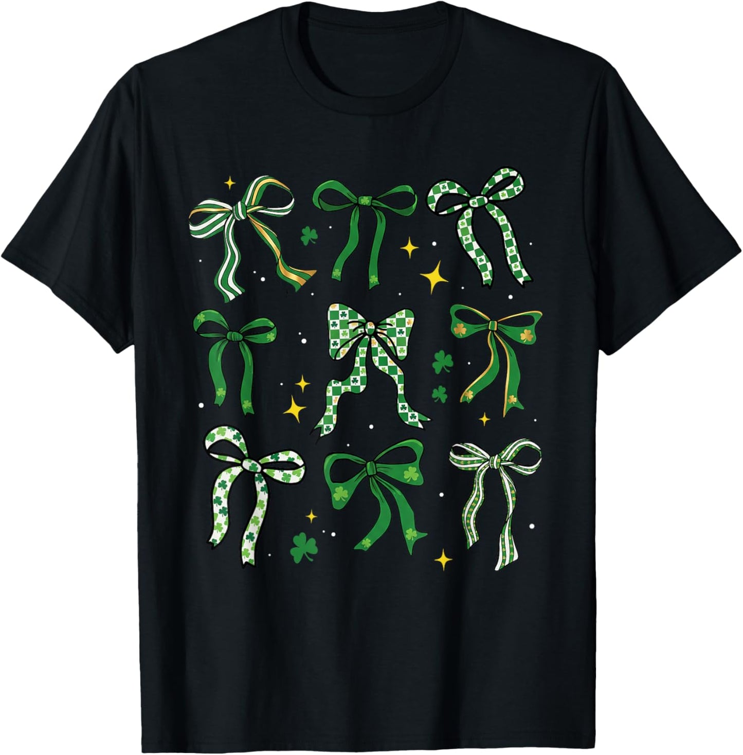 St Patricks Day Bow Coquette Saint Paddys Girls Kids Women T-Shirt - T-Shirt | Black