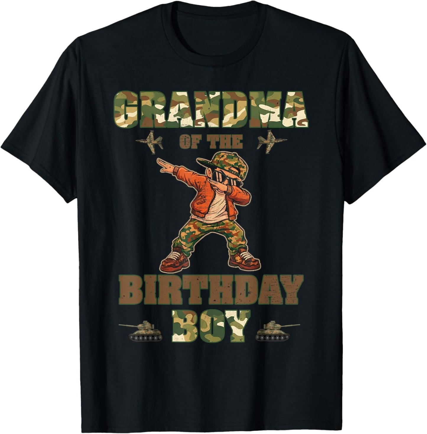 Grandma of The Birthday Boy Camo Matching Family Decoration T-Shirt - T-Shirt | Black