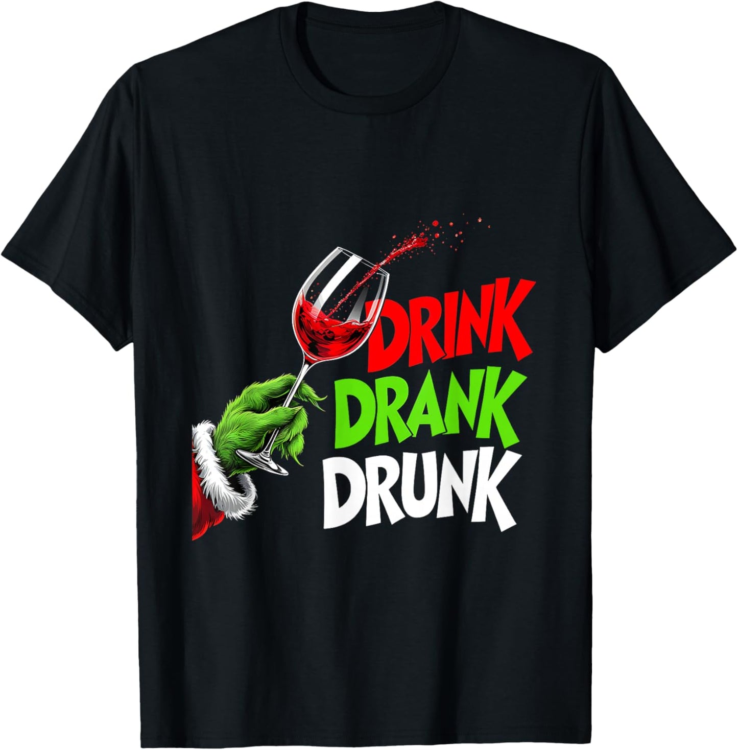 Santa Party Vibes Drink Drank Drunk Funny Christmas T-Shirt - T-Shirt | Black