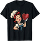 Valentines Retro Pinup Holding Heart T-Shirt - T-Shirt | Black
