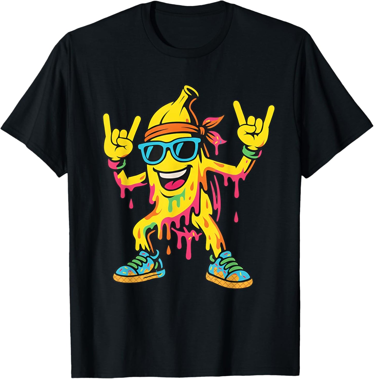 Cool Banana Drip Rocking Funny Graphic Boys Kids Men Youth T-Shirt - T-Shirt | Black