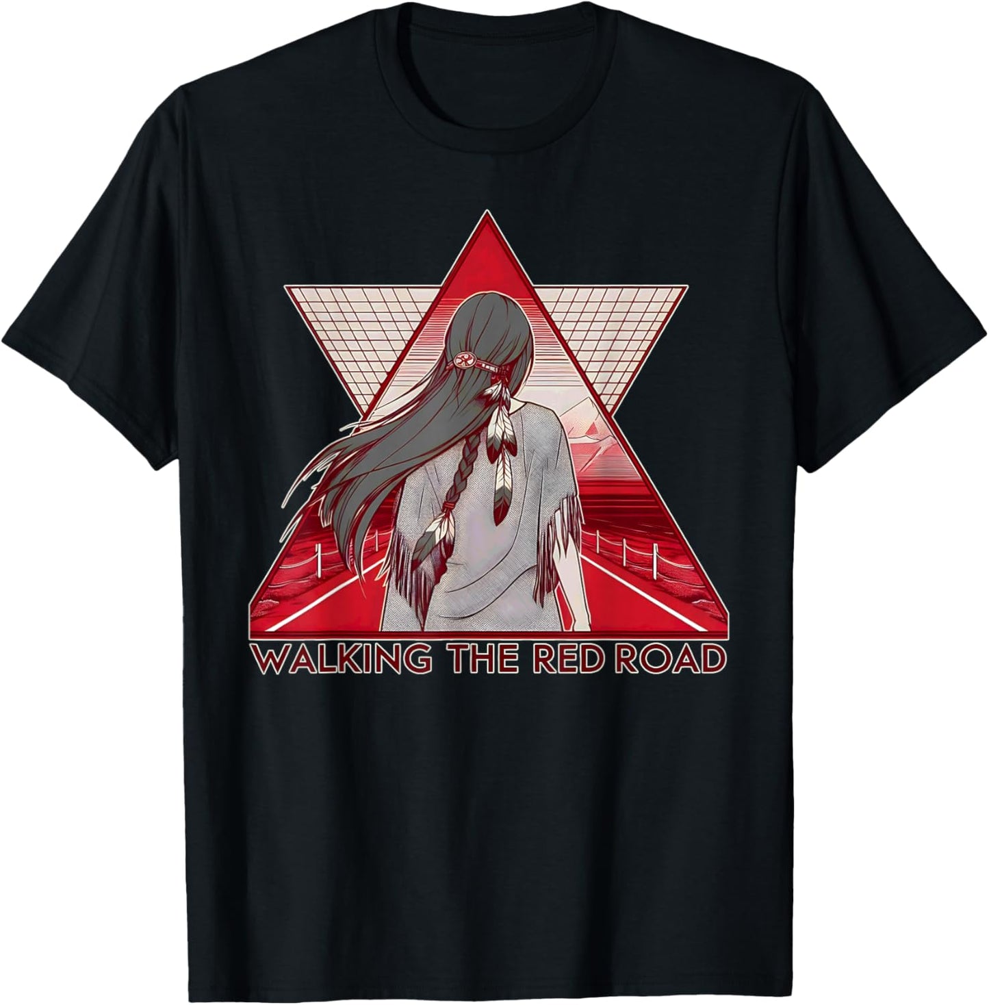 Walking The Red Road Native American Indian Spiritual Woman T-Shirt - T-Shirt | Black