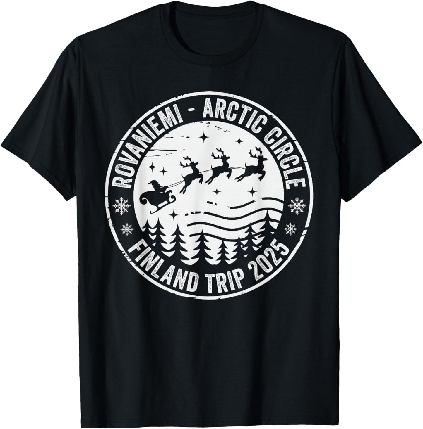Rovaniemi Finland Trip 2025 Lapland Santa Claus Village T-Shirt - T-Shirt | Black
