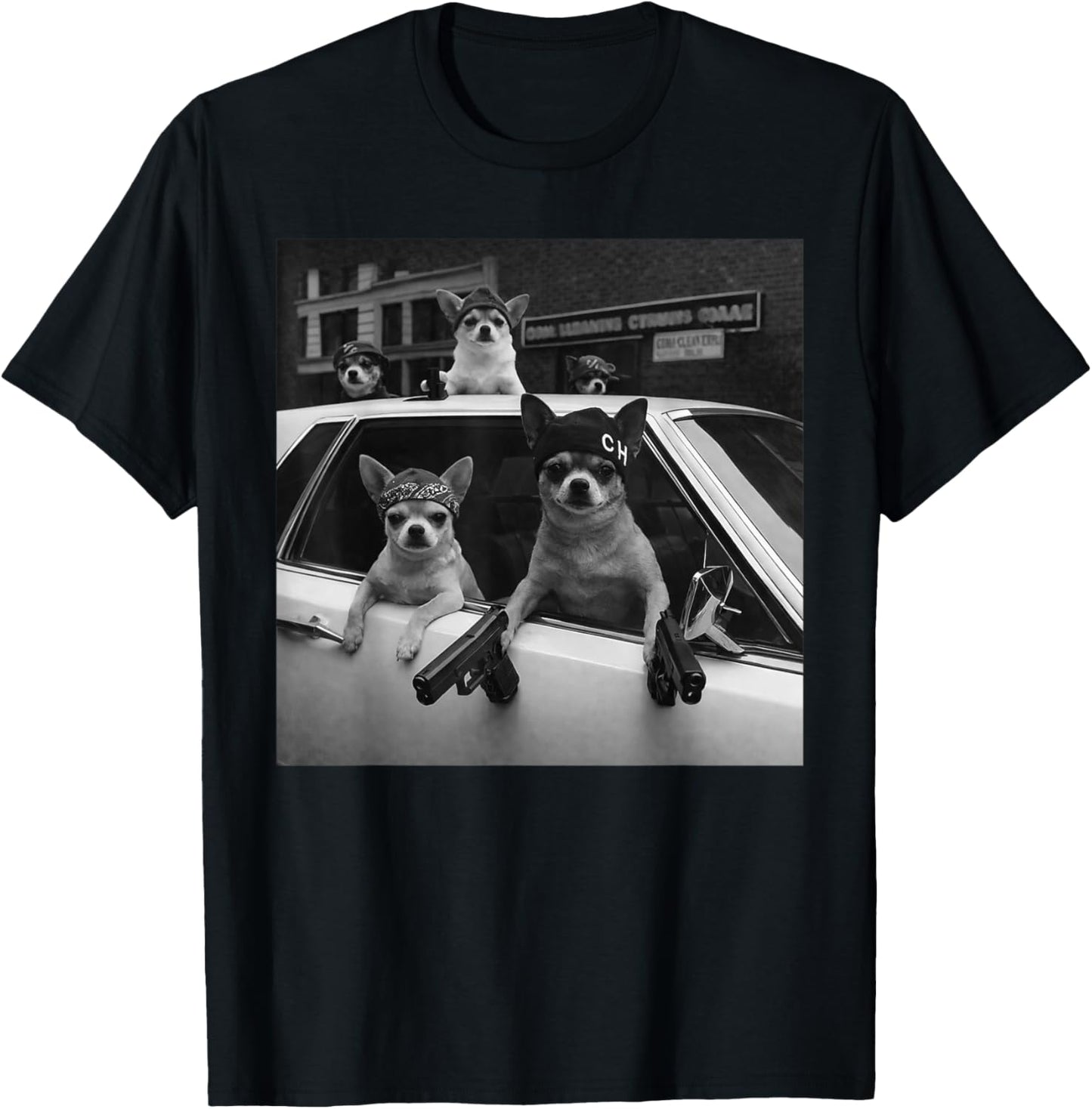 Funny Chihuahua Meme Chihuahua Gangster Dog Street Design T-Shirt - T-Shirt | Black