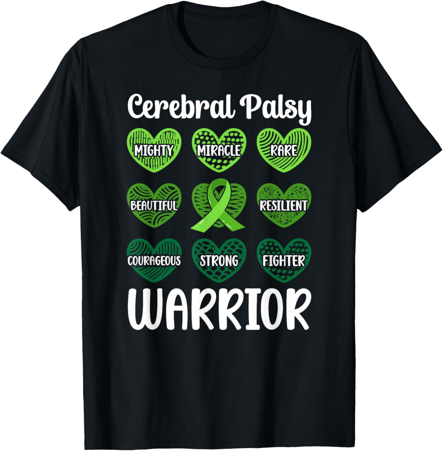 Cerebral Palsy Warrior Hearts CP Awareness Month T-Shirt - T-Shirt | Black