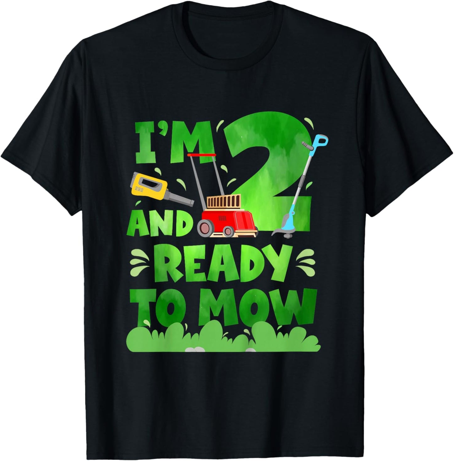 2nd Lawn Mowing Birthday 2 Year Old Lawn Mower T-Shirt - T-Shirt | Black