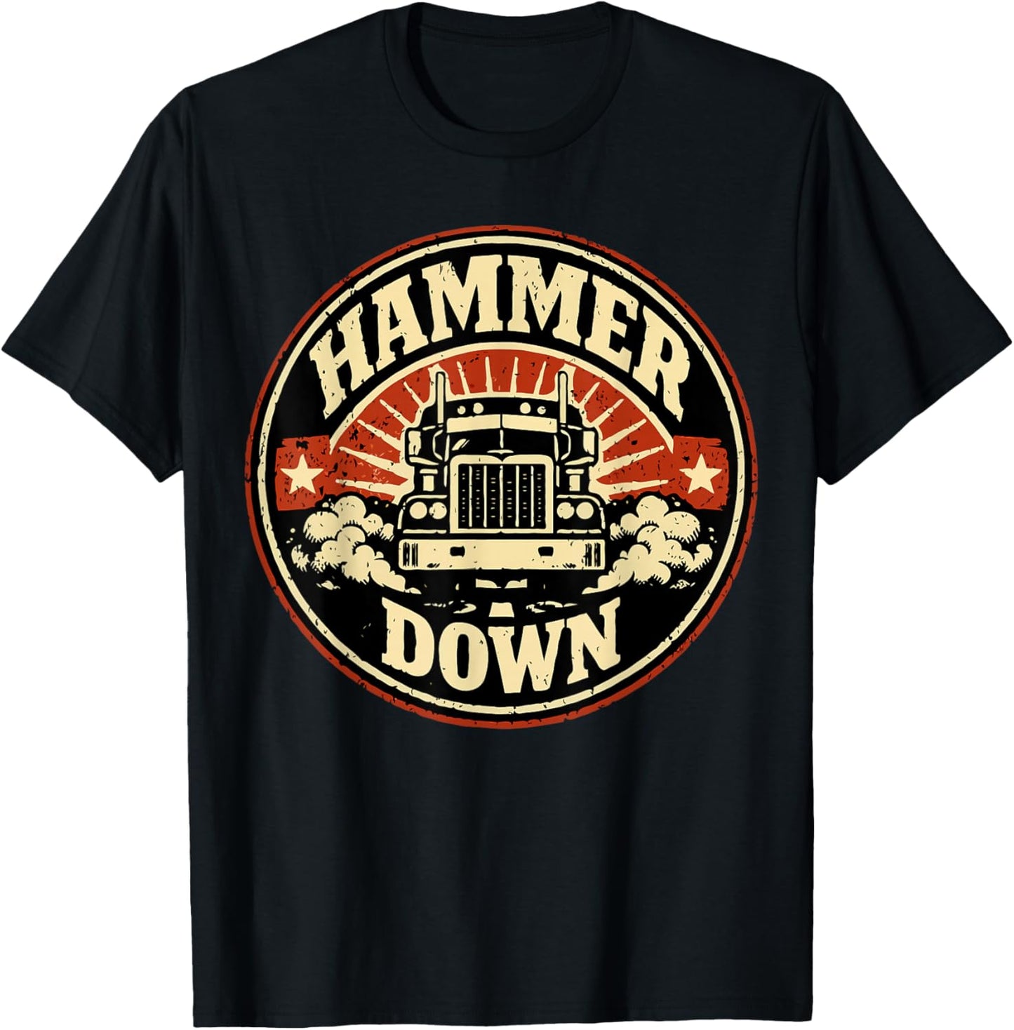 Hammer Down Trucker Power Graphic Design T-Shirt - T-Shirt | Black