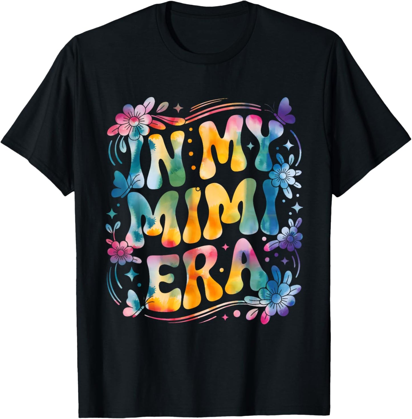 Funny in My Mimi Era Retro Groovy Mothers Day Mimi Butterfly T-Shirt - T-Shirt | Black