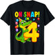 4 Year Old Alligator Birthday Crocodile Gator 4th T-Shirt - T-Shirt | Black