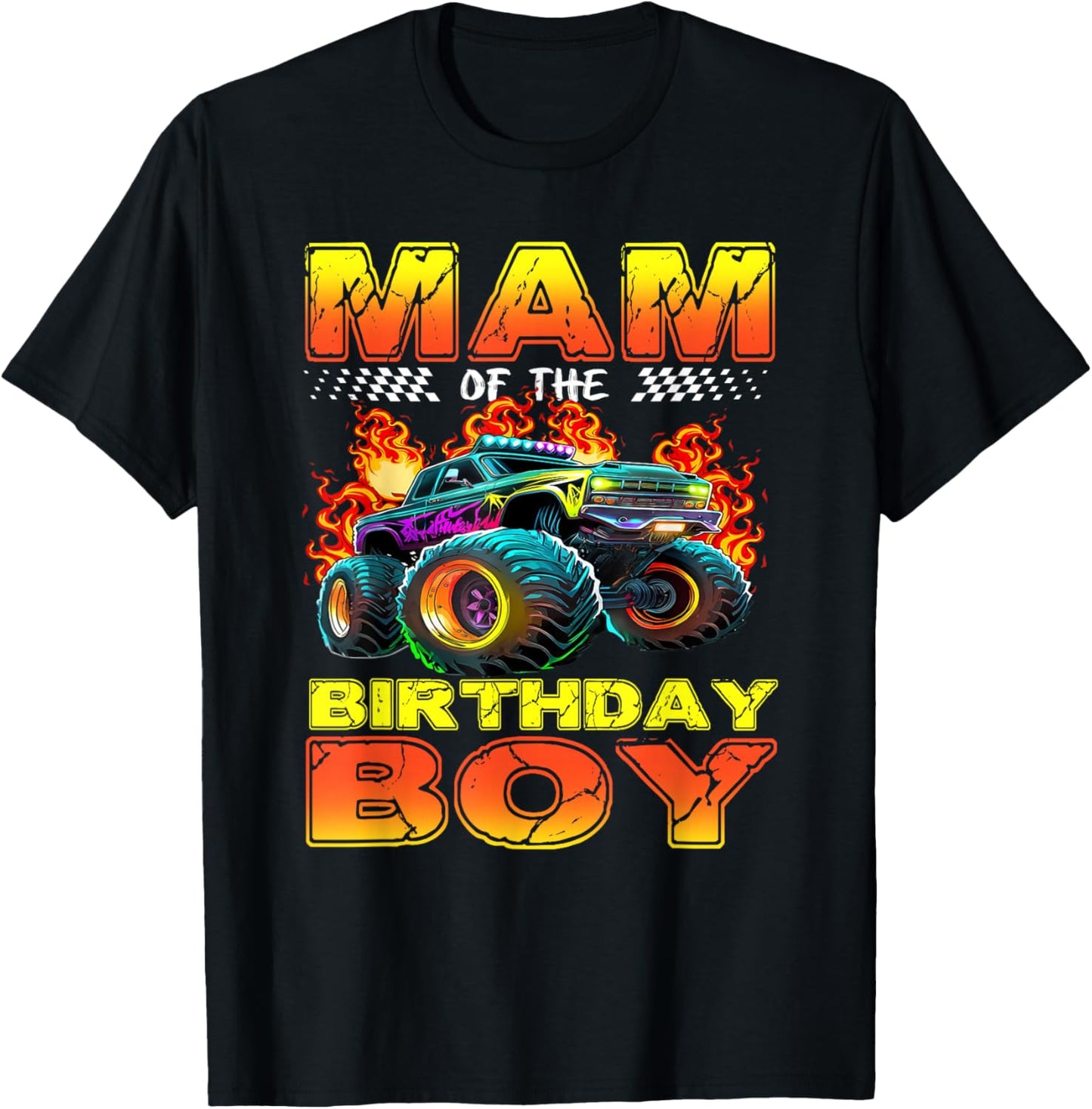Mam of The Birthday Boy Monster Truck Birthday Family T-Shirt - T-Shirt | Black