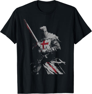 Knight Templar Crusader Warrior Catholic Christian Men Women T-Shirt - T-Shirt | Black
