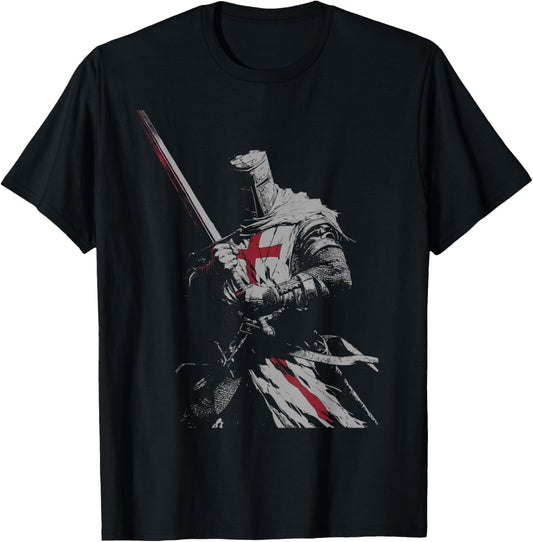 Knight Templar Crusader Warrior Catholic Christian Men Women T-Shirt - T-Shirt | Black