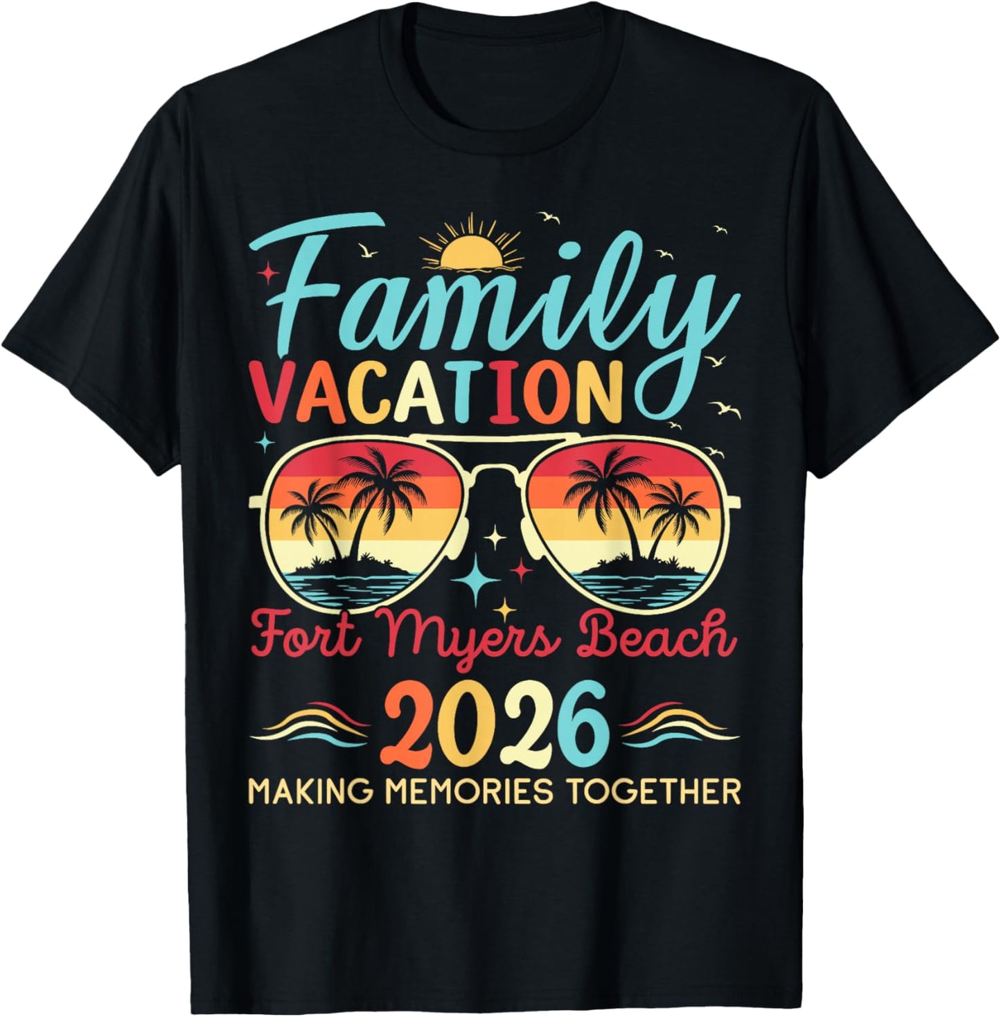 Fort Myers Beach Florida Family Vacation 2026 Matching Trip T-Shirt - T-Shirt | Black