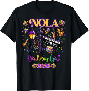 New Orleans Nola 2026 Girls' Birthday Bachelorette T-Shirt - T-Shirt | Black