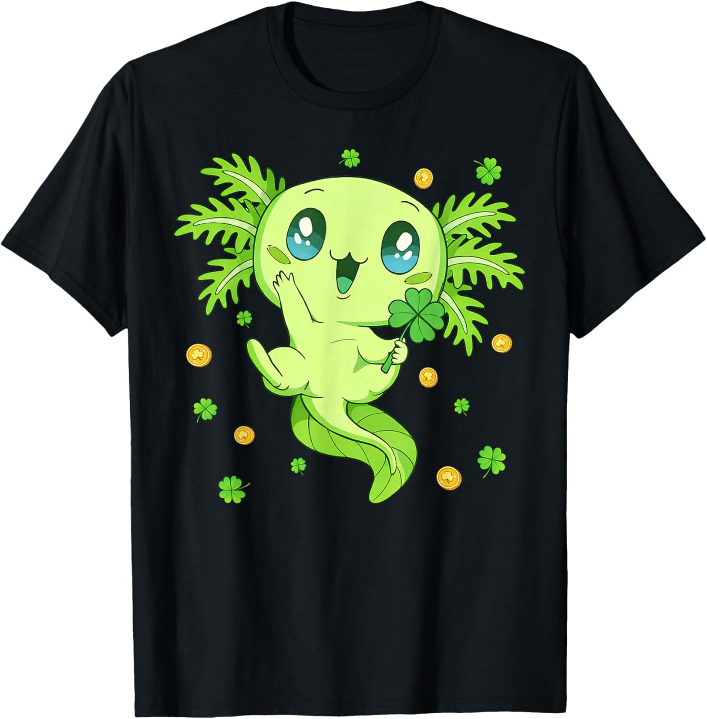 Axolotl Saint Patricks Day Boys Girls Axolotl St Patrick T-Shirt - T-Shirt | Black