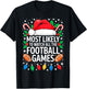 Most Likely to Watch All The Football Games Shirt Christmas T-Shirt - T-Shirt | Black