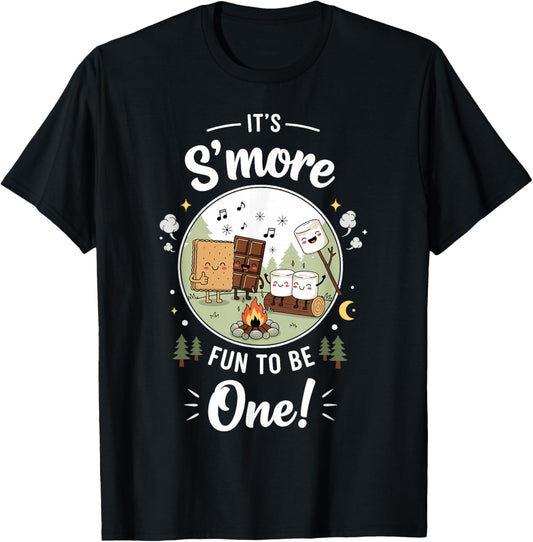 It's S'More Fun to Be One First Birthday Smores Party Theme T-Shirt - T-Shirt | Black