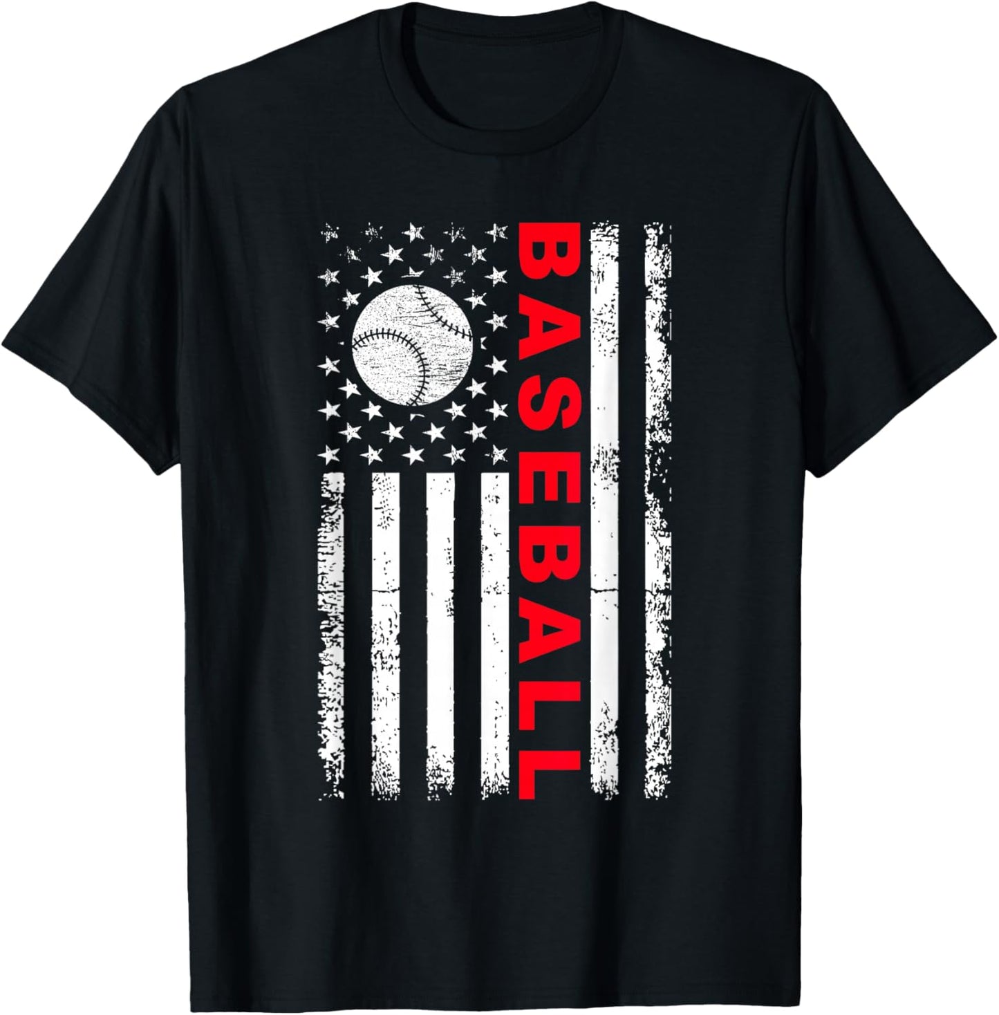 Baseball USA Flag Baseball Lover Baseball dad T-Shirt - T-Shirt | Black