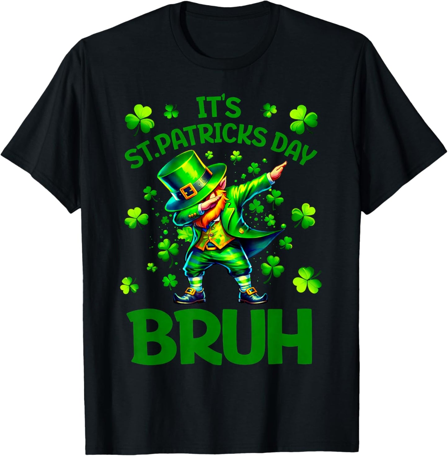 Bruh Dab Leprechaun Funny Kids Boys St Patricks Day T-Shirt - T-Shirt | Black