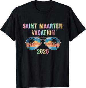 Vintage Saint Maarten Vacation 2026 Trip Beaching Vacay T-Shirt - T-Shirt | Black