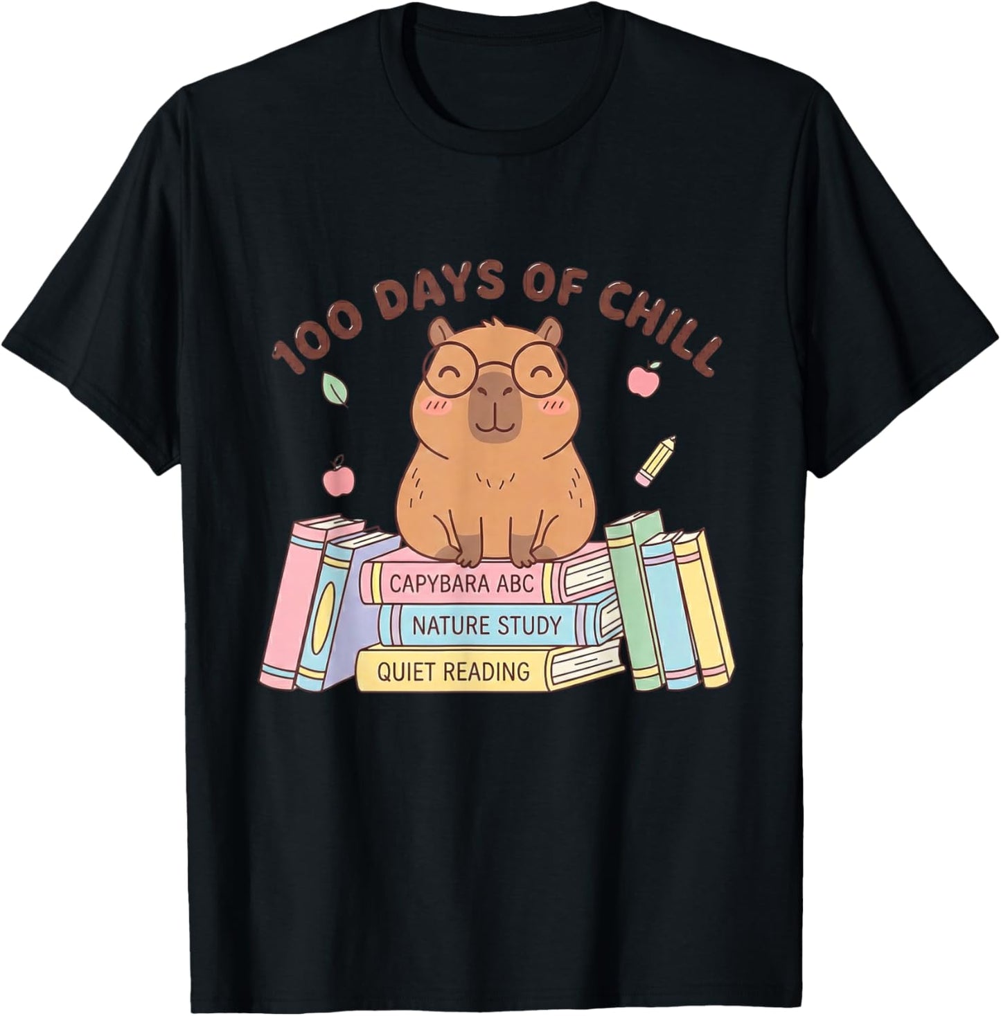 100 Days of Chill Capybara 100 Days of School Teacher Kids T-Shirt - T-Shirt | Black