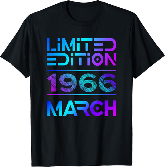 Limited Edition March 1966 Vintage 60. Birthday T-Shirt - T-Shirt | Black