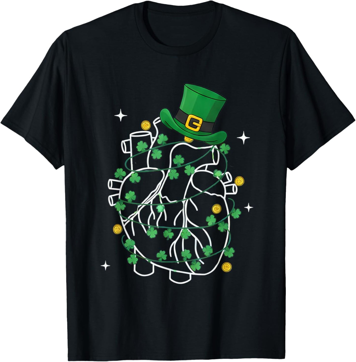 Anatomy Heart Cardiac Nurse St Patricks Day Shamrock Women T-Shirt - T-Shirt | Black