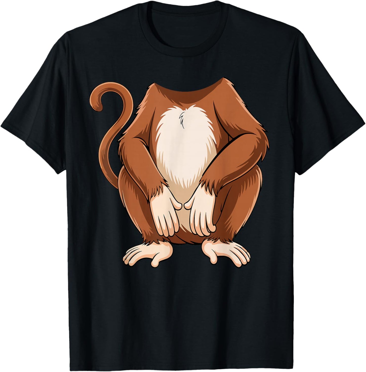 Monkey Shirt Adult Kids Men Women Brown Monkey Costume T-Shirt - T-Shirt | Black