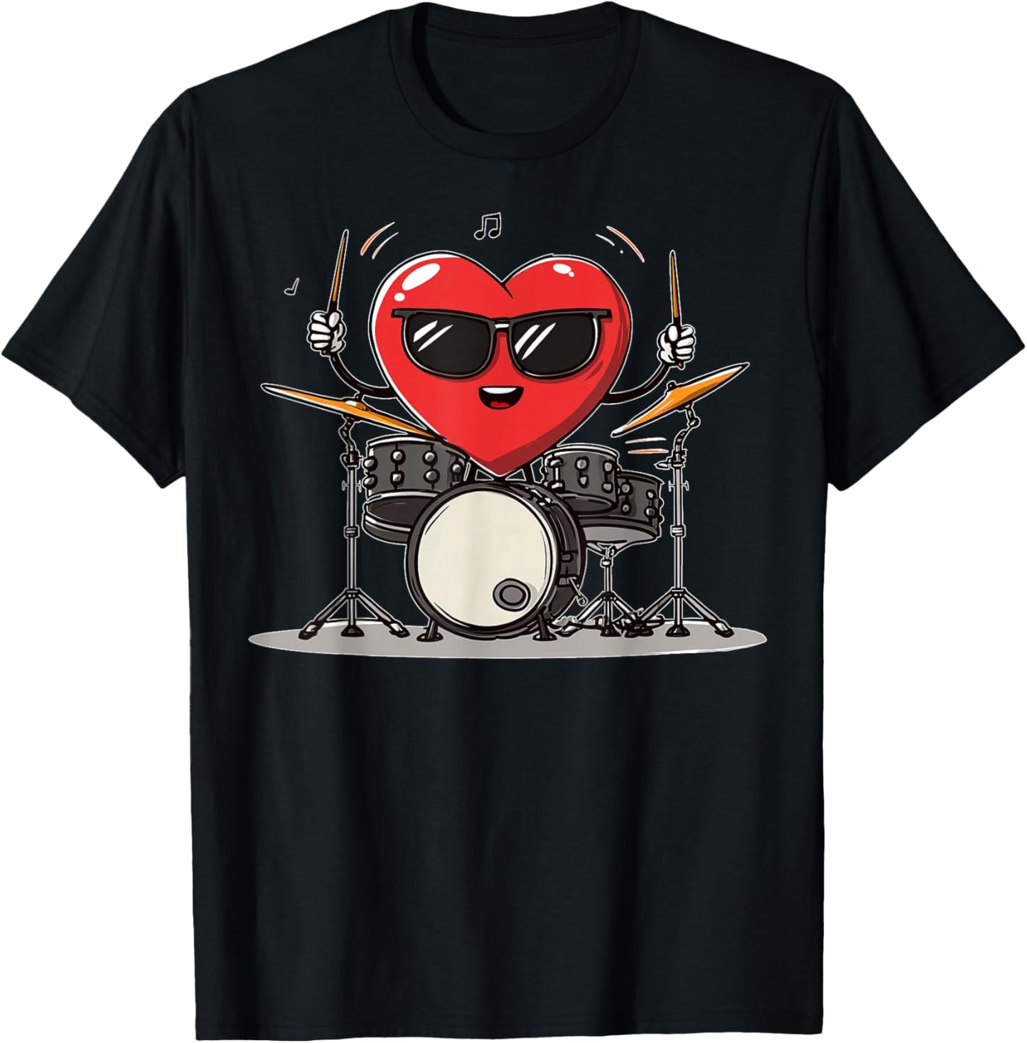 Drum Heart Drummer Valentine's Day Sunglasses T-Shirt - T-Shirt | Black