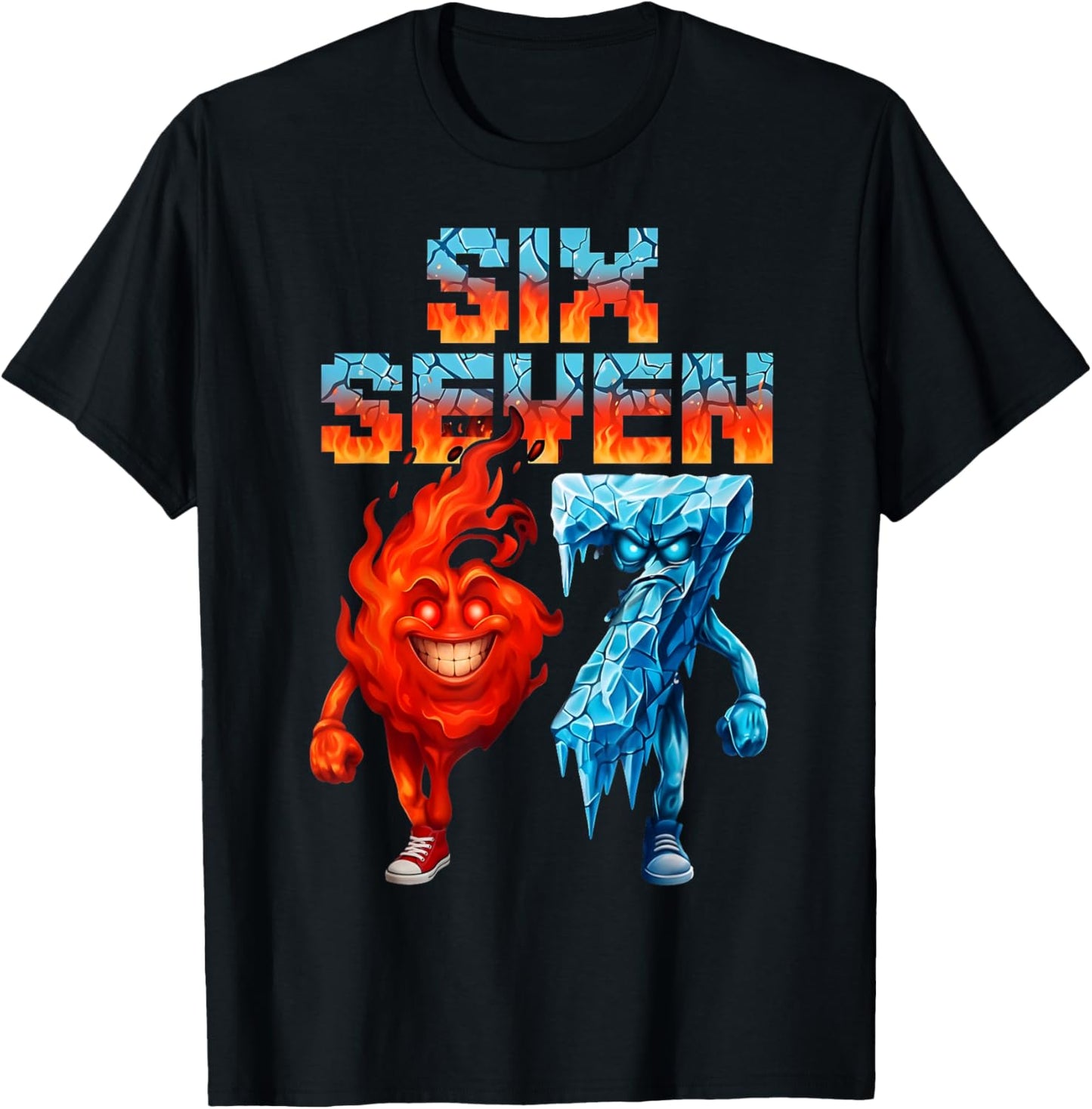 Funny Six Seven 67 Brainrot Meme Gift Teen Boys Kids T-Shirt - T-Shirt | Black