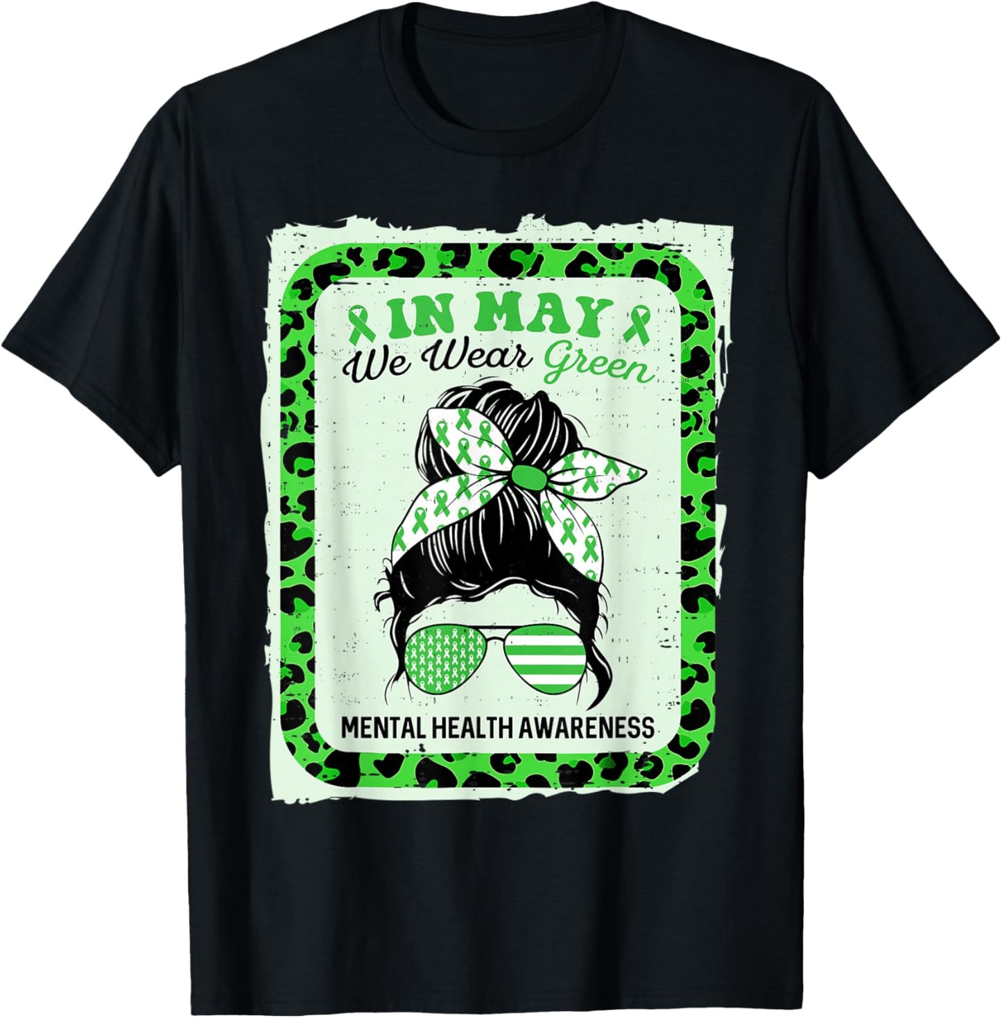 in May We Wear Green for Mental Health Awareness Counselor T-Shirt - T-Shirt | Black