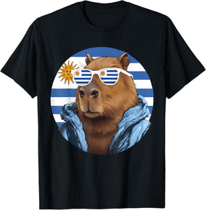 Uruguay Flag Capybara Uruguayan Roots T-Shirt - T-Shirt | Black