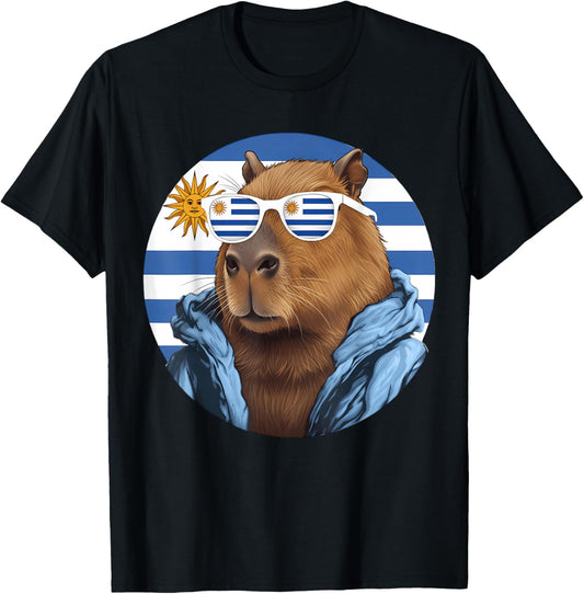 Uruguay Flag Capybara Uruguayan Roots T-Shirt - T-Shirt | Black