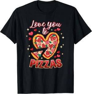 Love You to Pizzas Valentines Pizza Lover Shirt Funny Food T-Shirt - T-Shirt | Black