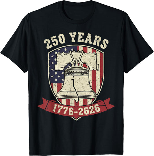 250 Years 1776 2026 America 4th of July T-Shirt - T-Shirt | Black