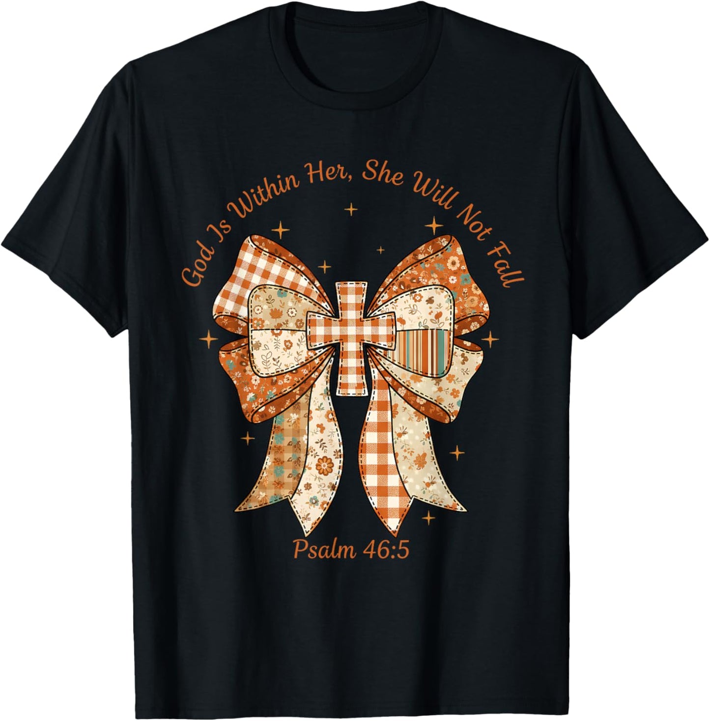 God is Within Her She Will Not Fall Psalm 46:5 Coquette T-Shirt - T-Shirt | Black