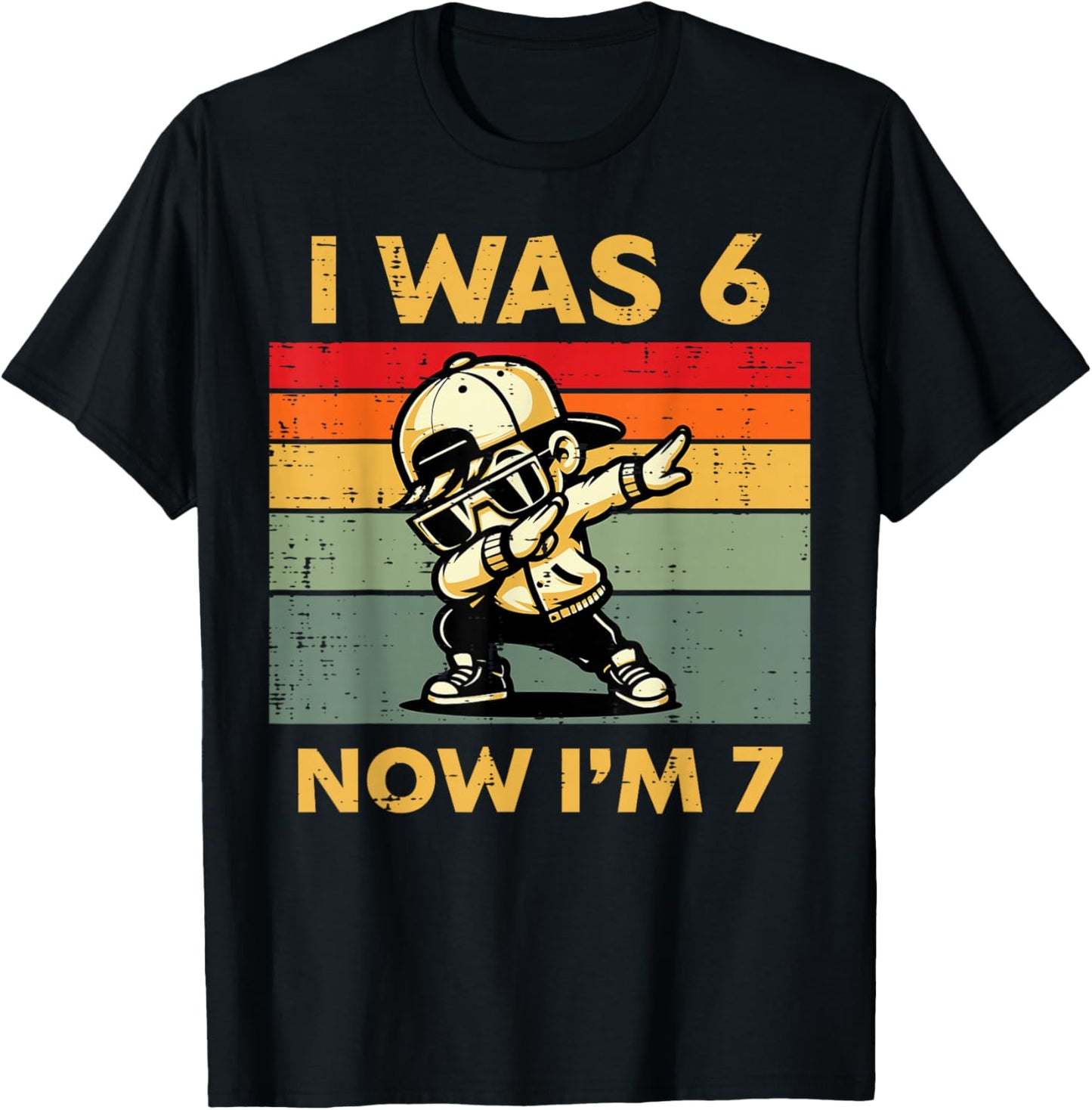 7th Birthday I was 6 Now Im 7 Dab Six Seven Boys Kids Youth T-Shirt - T-Shirt | Black