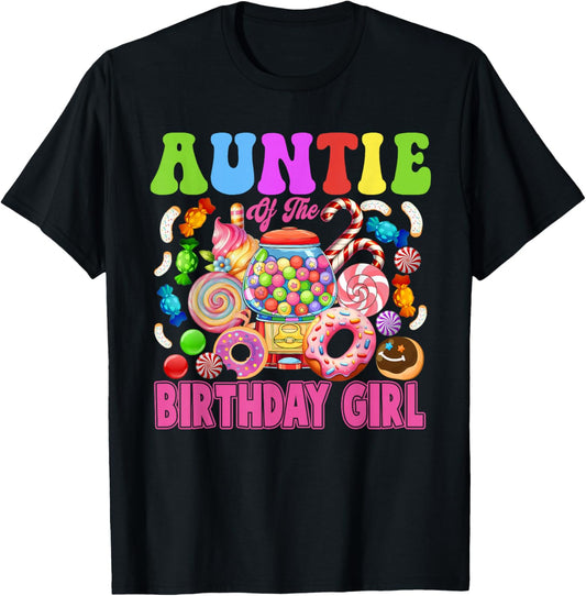 Auntie of The Birthday Girl Candyland Matching Family T-Shirt - T-Shirt | Black