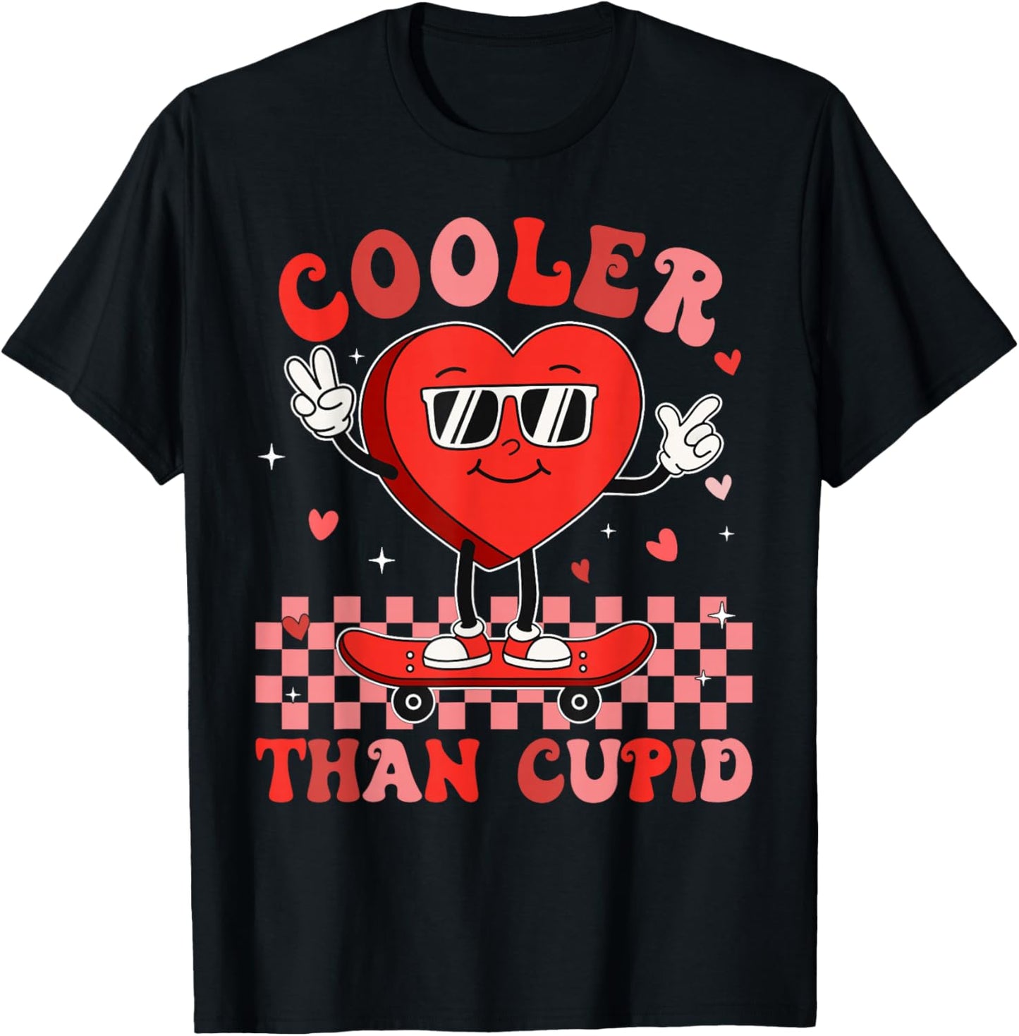 Cooler Than Cupid Valentines Day for Teens Kids Boys Girls T-Shirt - T-Shirt | Black