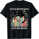 Life is Better with Cats and Books Cute Cat Lover T-Shirt - T-Shirt | Black