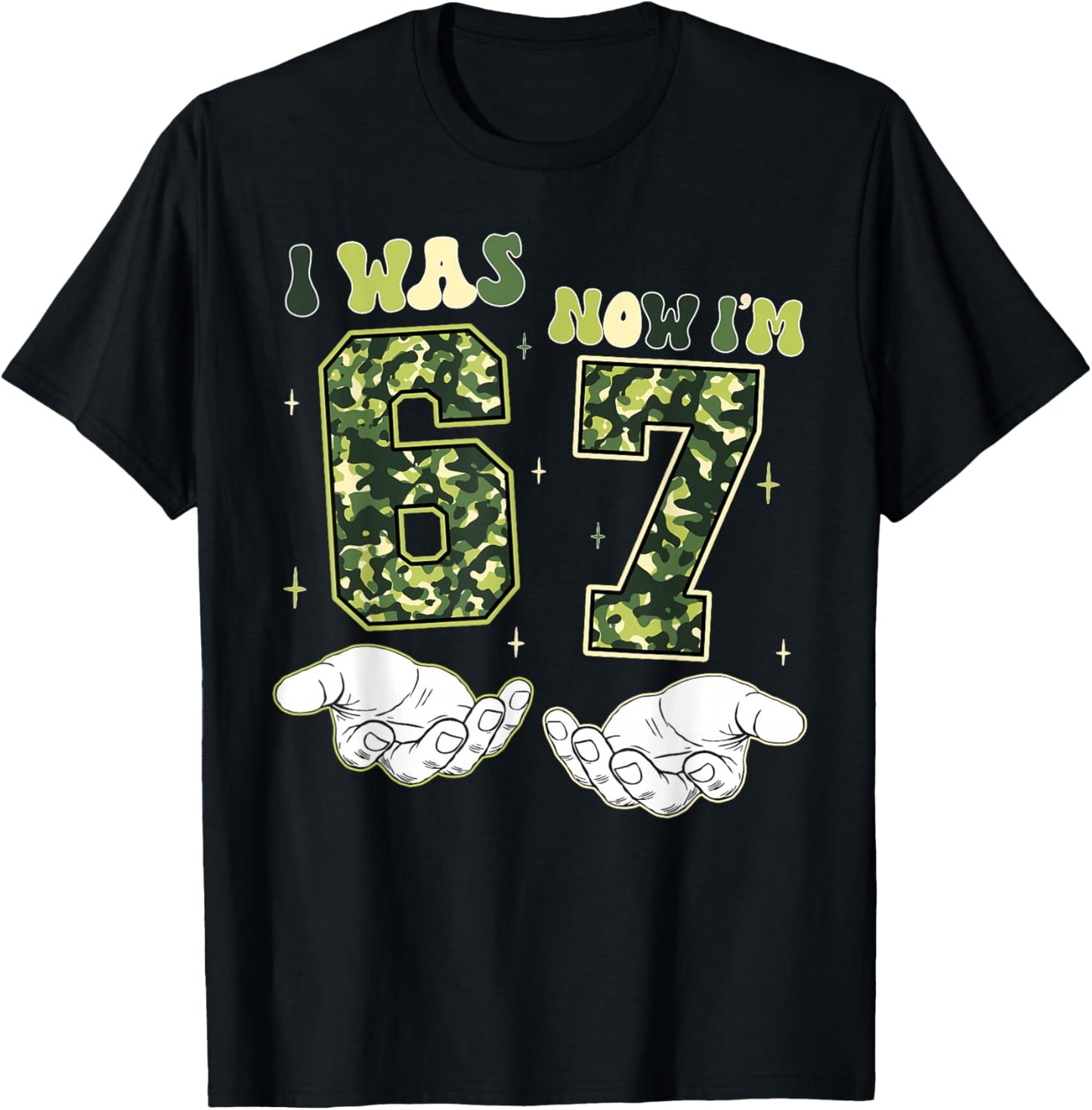 I was 6 Now I'm 7 Birthday Funny Six Seven Camo Boy Girl T-Shirt - T-Shirt | Black