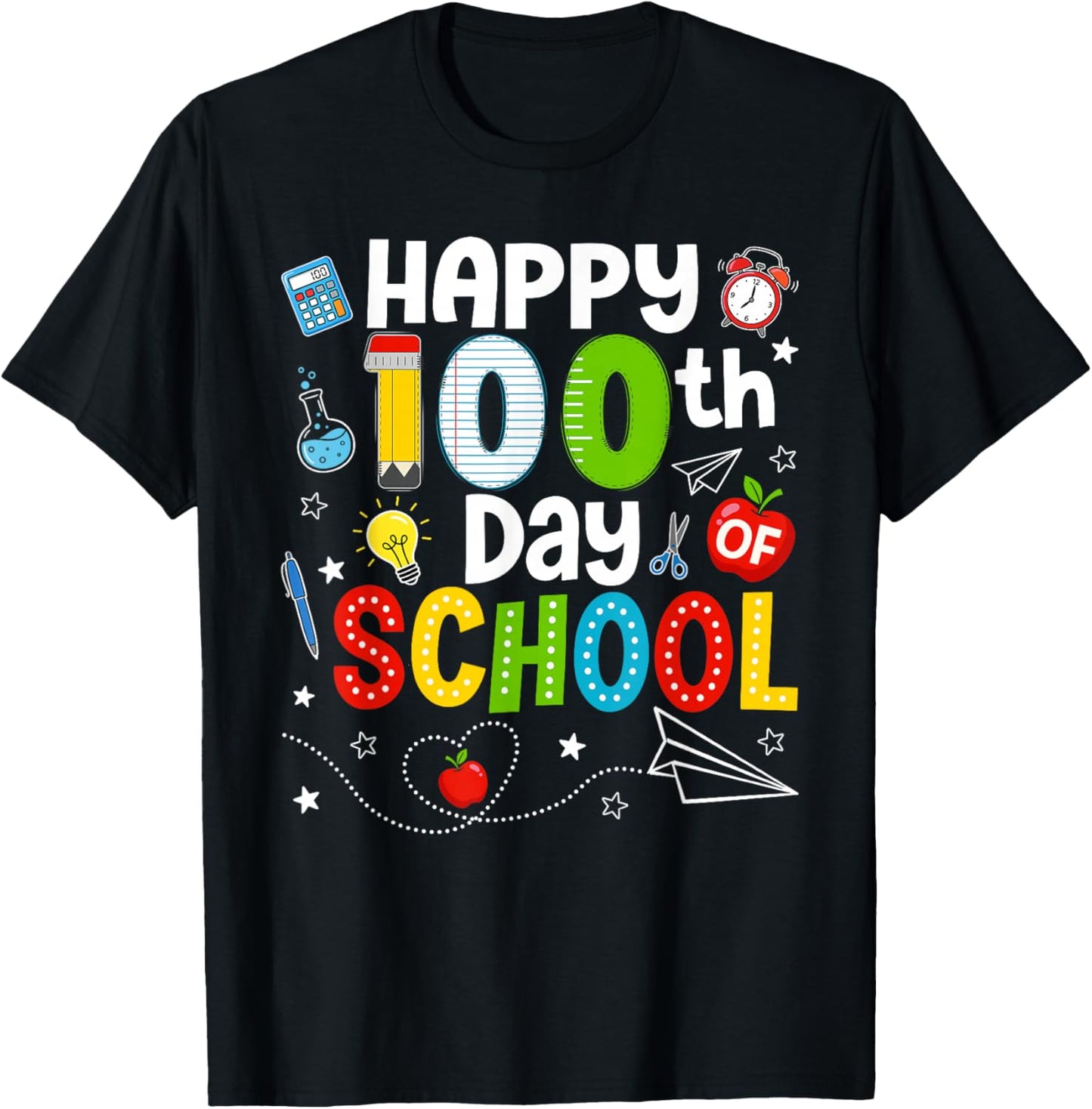 Happy 100th Day of School Teacher 100 Days of School Kids T-Shirt - T-Shirt | Black