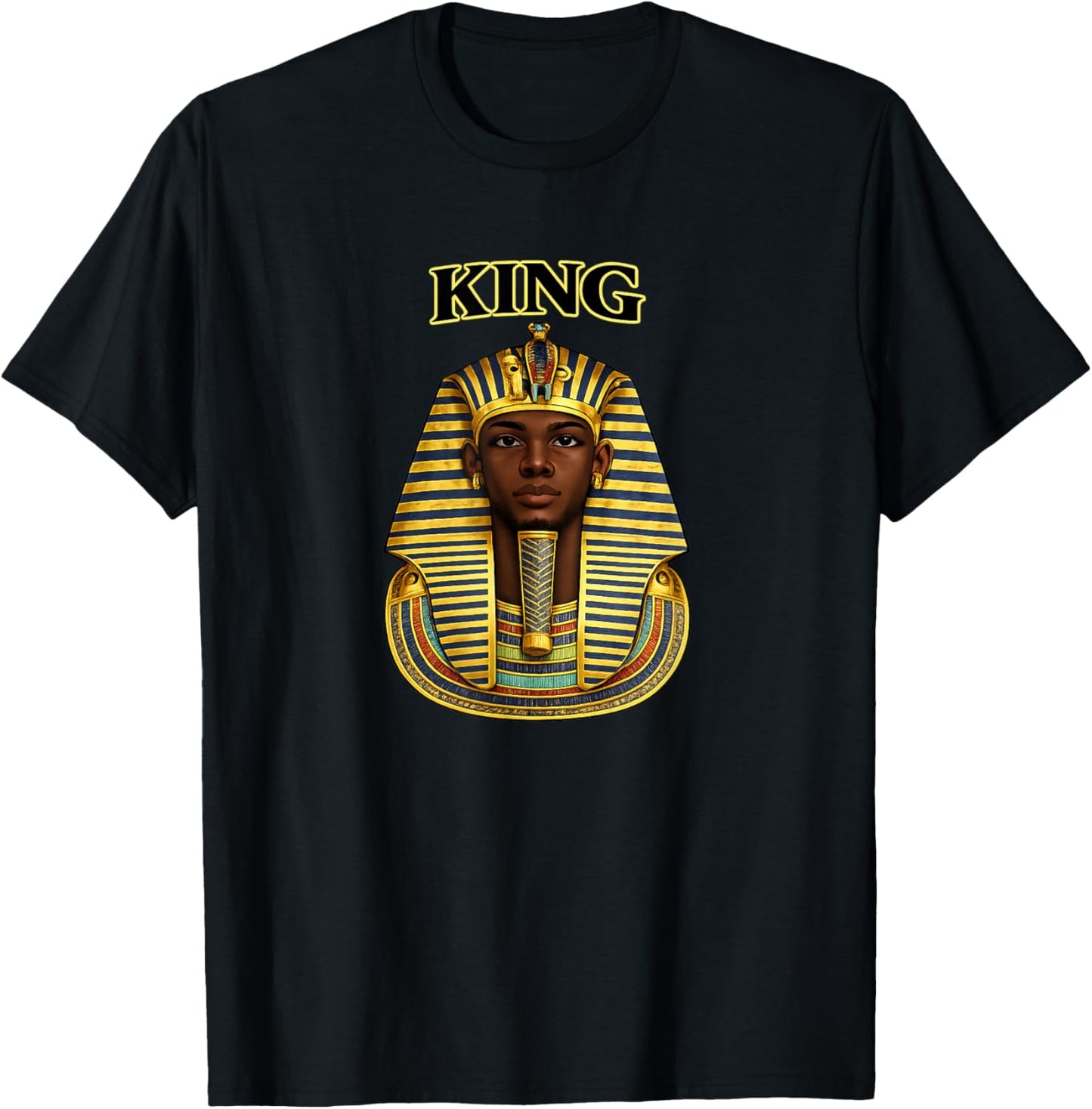 Black King African Royalty Egyptian Pharaoh Kemet Art T-Shirt - T-Shirt | Black